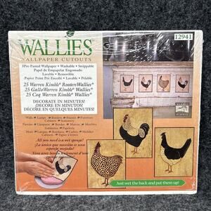 NOS Vintage Wallies Wallpaper Cutouts Rooster Chickens Farmhouse Decor Sealed